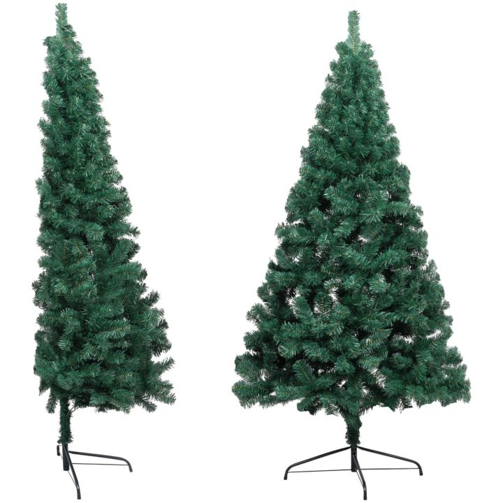 Belyst halv plastgran med kulor grön 240 cm vidaXL 240 x 125 cm – bild 3