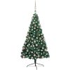 Belyst halv plastgran med kulor grön 240 cm vidaXL 240 x 125 cm – miniatyr 1