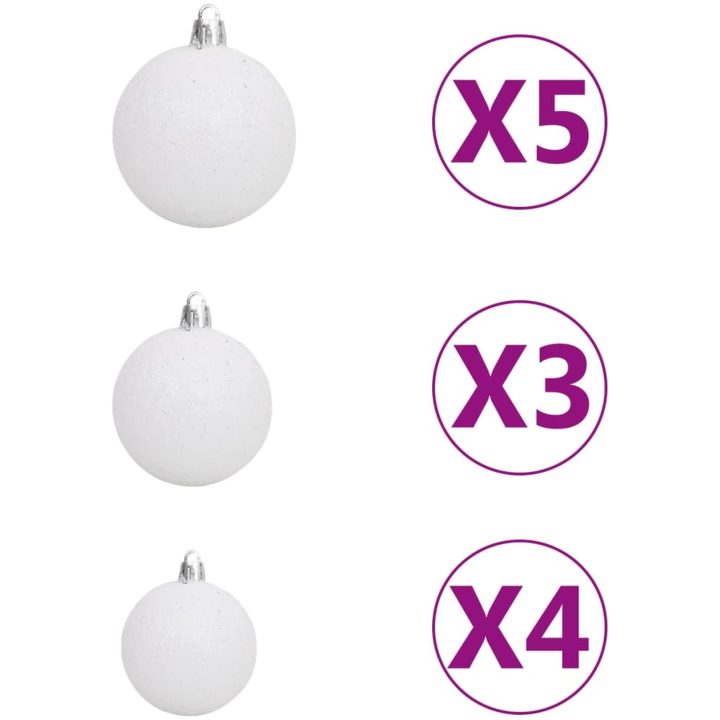 Belyst halv plastgran med kulor vit 150 cm vidaXL 150 x 95 cm – bild 10