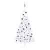 Belyst halv plastgran med kulor vit 150 cm vidaXL 150 x 95 cm – miniatyr 1