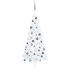 Belyst halv plastgran med kulor vit 180 cm vidaXL 180 x 115 cm – miniatyr 1