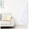 Belyst halv plastgran med kulor vit 210 cm vidaXL 210 x 120 cm – miniatyr 2