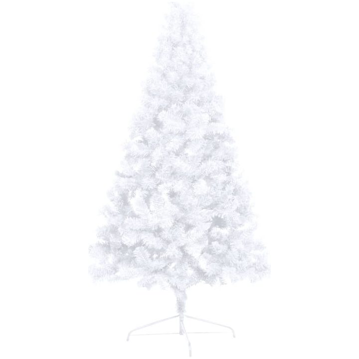 Belyst halv plastgran med kulor vit 210 cm vidaXL 210 x 120 cm – bild 5