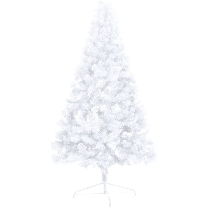 Belyst halv plastgran med kulor vit 210 cm vidaXL 210 x 120 cm – bild 5