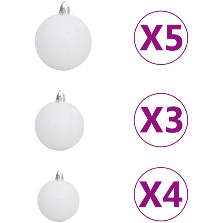 Belyst halv plastgran med kulor vit 210 cm vidaXL 210 x 120 cm – bild 10