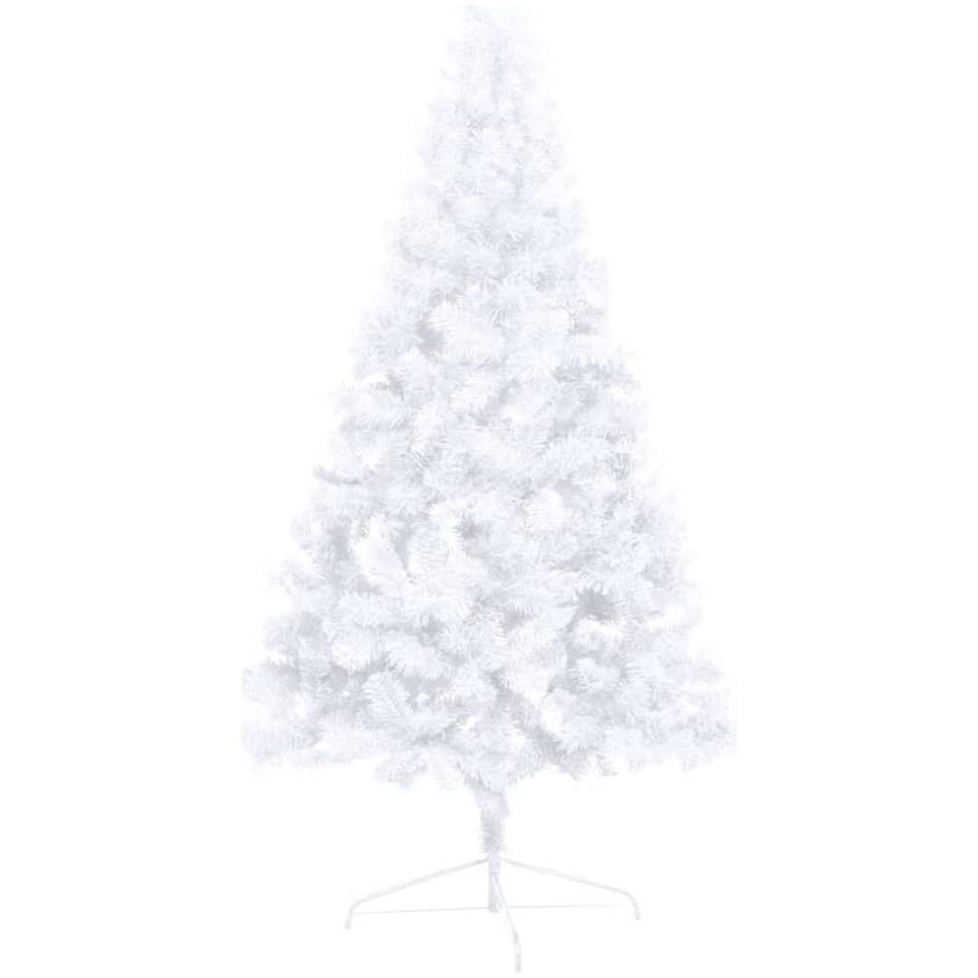 Belyst halv plastgran med kulor vit 240 cm vidaXL 240 x 125 cm – bild 5
