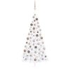 Belyst halv plastgran med kulor vit 240 cm vidaXL 240 x 125 cm – miniatyr 1