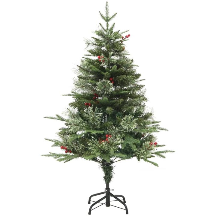 Belyst julgran med kottar grön 120 cm PVC&PE vidaXL 120 x 60 cm – bild 2