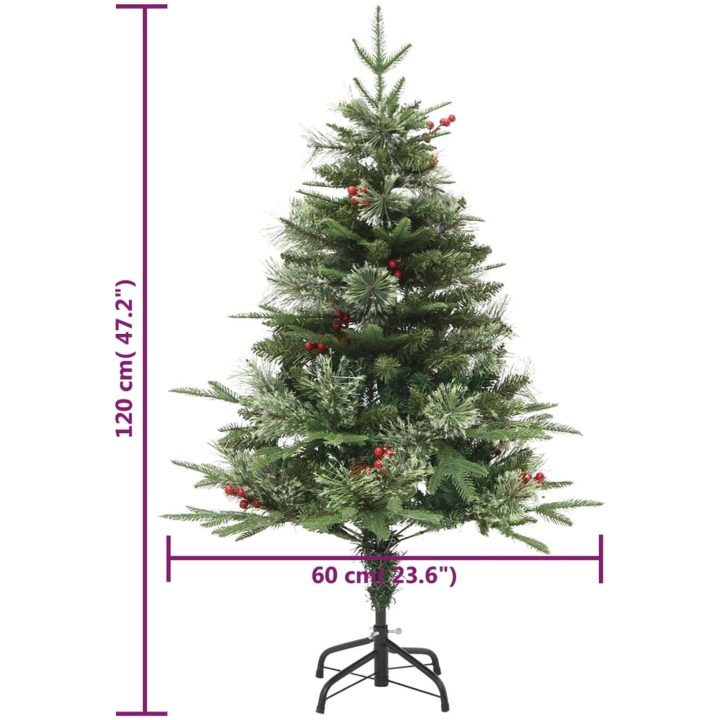 Belyst julgran med kottar grön 120 cm PVC&PE vidaXL 120 x 60 cm – bild 11