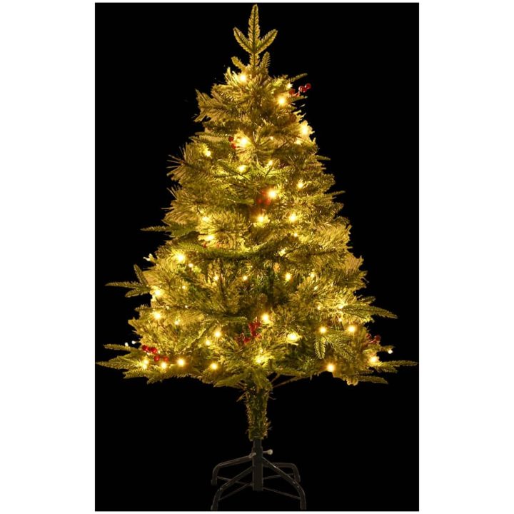 Belyst julgran med kottar grön 120 cm PVC&PE vidaXL 120 x 60 cm – bild 3