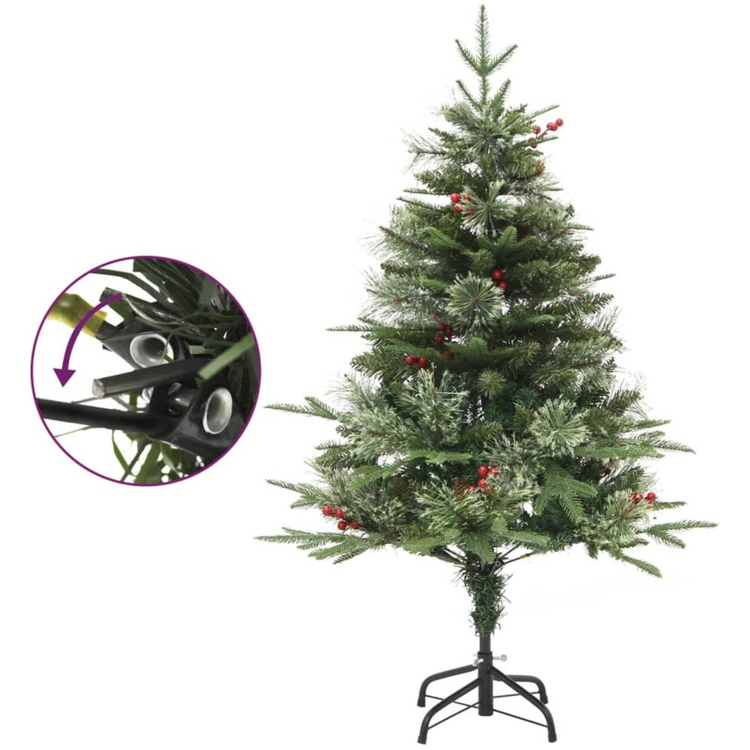 Belyst julgran med kottar grön 120 cm PVC&PE vidaXL 120 x 60 cm – bild 4