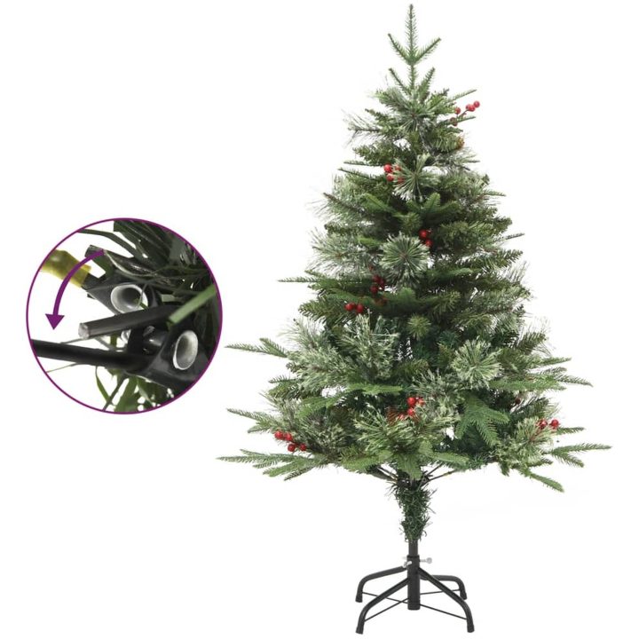 Belyst julgran med kottar grön 120 cm PVC&PE vidaXL 120 x 60 cm – bild 4