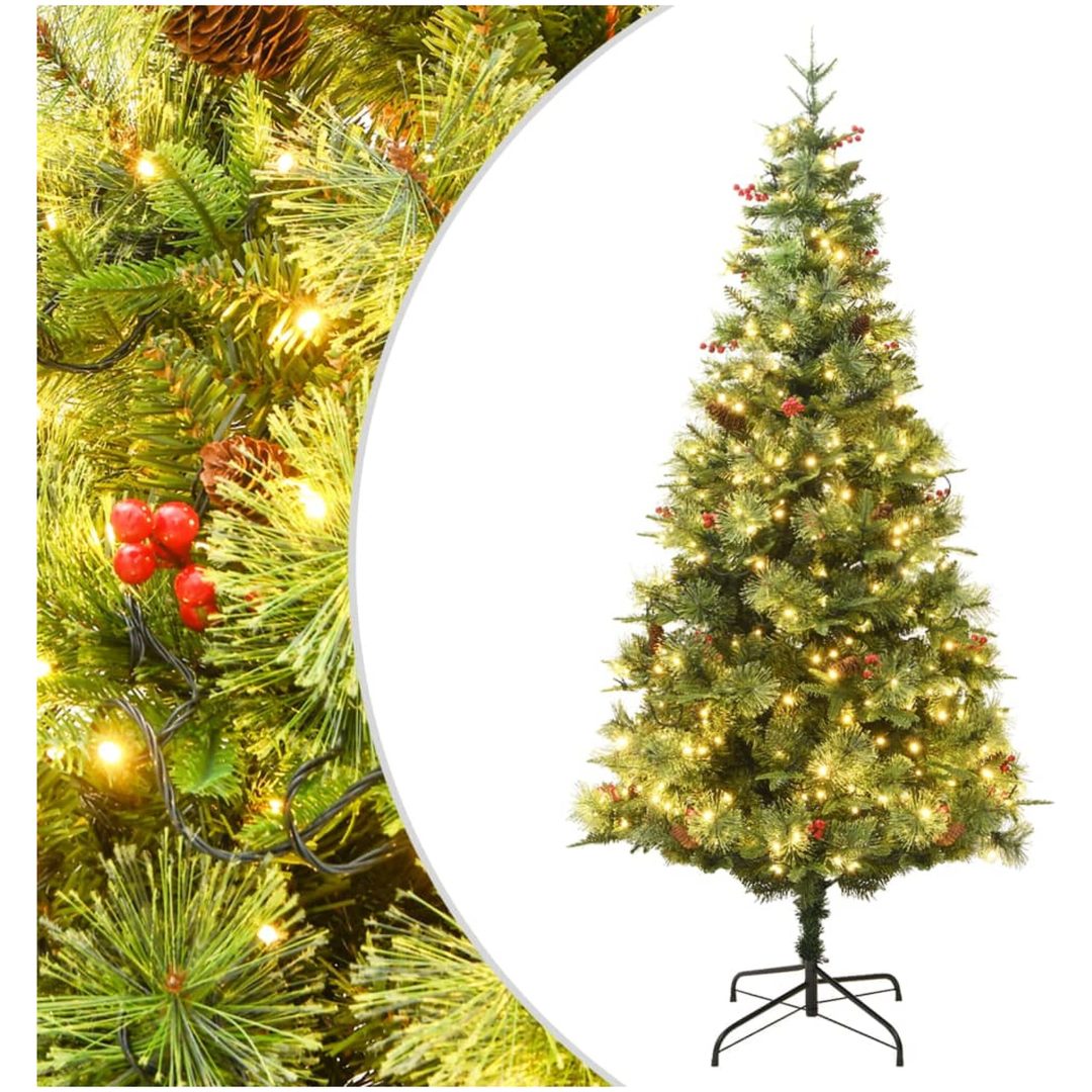 Belyst julgran med kottar grön 120 cm PVC&PE vidaXL 120 x 60 cm