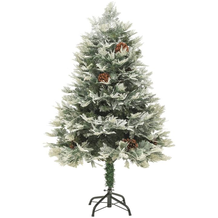 Belyst julgran med kottar grön 150 cm PVC&PE vidaXL 150 x 90 cm – bild 2