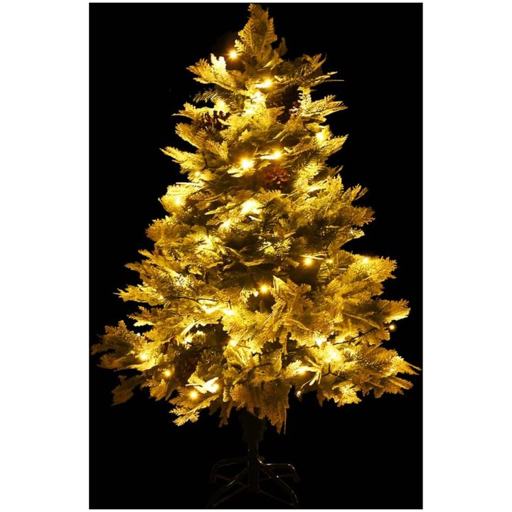 Belyst julgran med kottar grön 150 cm PVC&PE vidaXL 150 x 90 cm – bild 3
