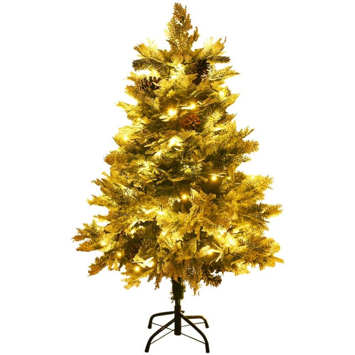 Belyst julgran med kottar grön 150 cm PVC&PE vidaXL 150 x 90 cm – bild 4
