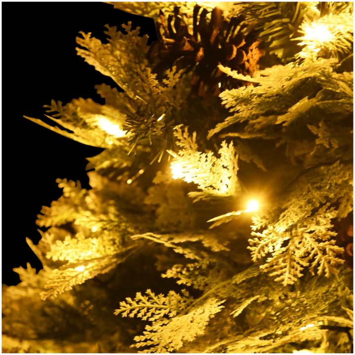Belyst julgran med kottar grön 150 cm PVC&PE vidaXL 150 x 90 cm – bild 5