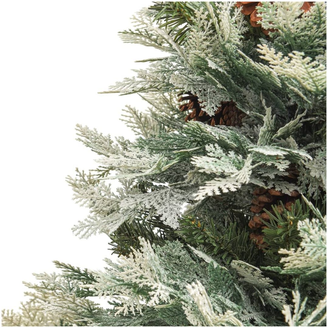 Belyst julgran med kottar grön 150 cm PVC&PE vidaXL 150 x 90 cm – bild 6