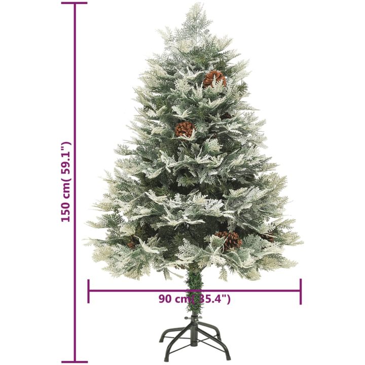 Belyst julgran med kottar grön 150 cm PVC&PE vidaXL 150 x 90 cm – bild 10