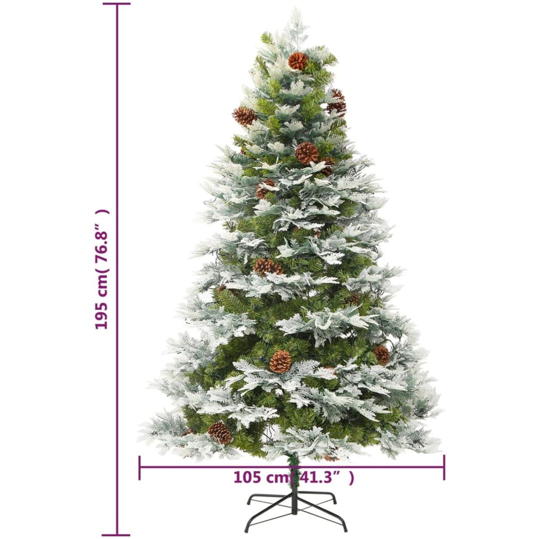 Belyst julgran med kottar grön 195 cm PVC&PE vidaXL 195 x 105 cm – bild 12
