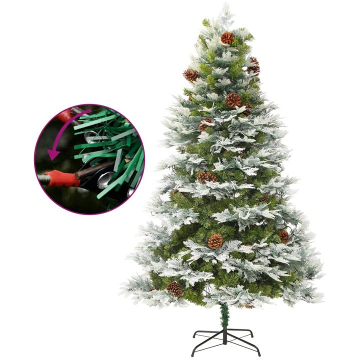 Belyst julgran med kottar grön 195 cm PVC&PE vidaXL 195 x 105 cm – bild 3