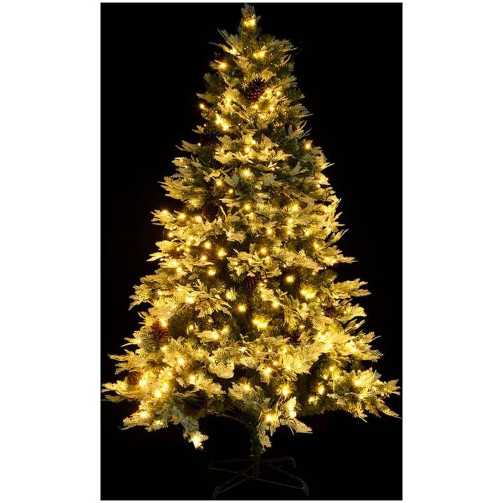 Belyst julgran med kottar grön 195 cm PVC&PE vidaXL 195 x 105 cm – bild 4