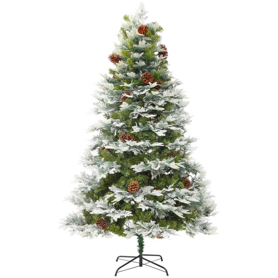 Belyst julgran med kottar grön 195 cm PVC&PE vidaXL 195 x 105 cm – bild 5