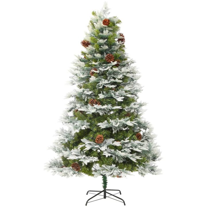 Belyst julgran med kottar grön 195 cm PVC&PE vidaXL 195 x 105 cm – bild 5