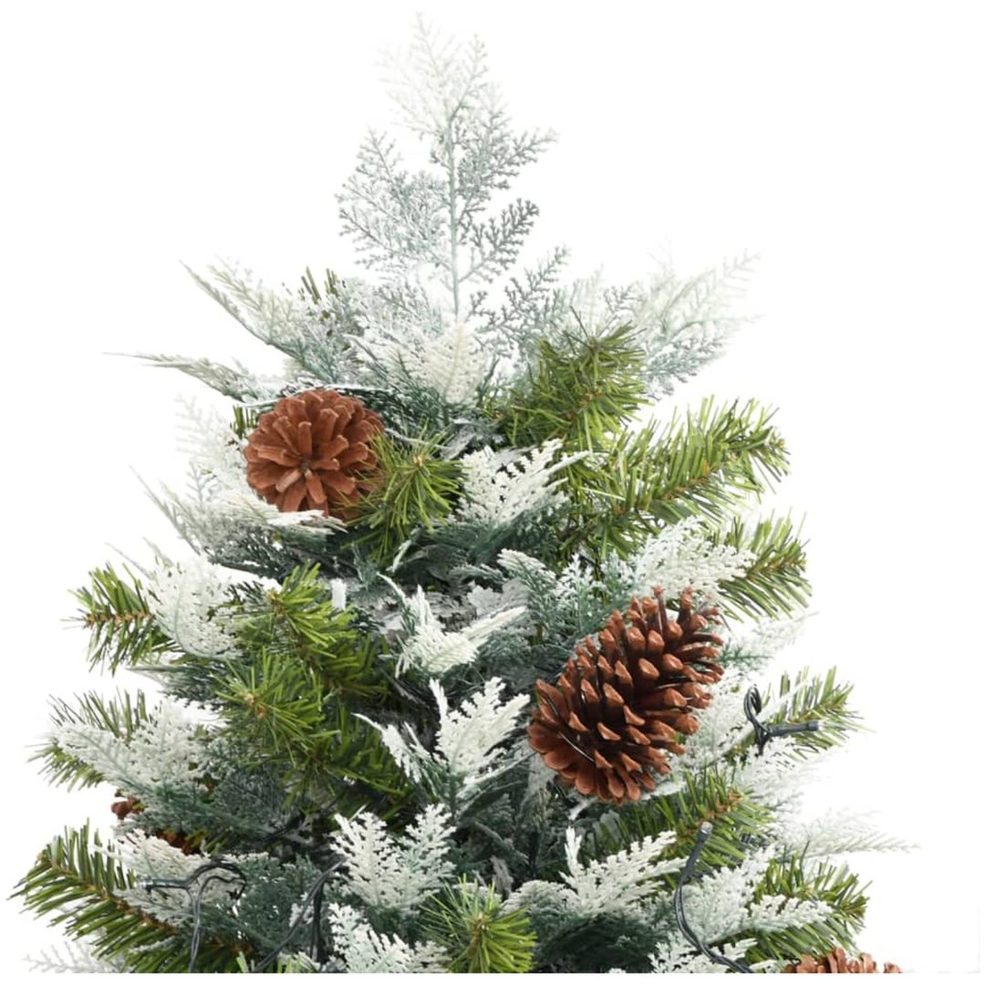 Belyst julgran med kottar grön 195 cm PVC&PE vidaXL 195 x 105 cm – bild 8