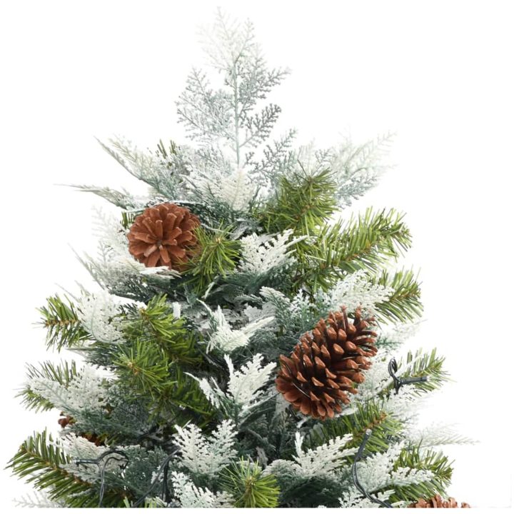Belyst julgran med kottar grön 195 cm PVC&PE vidaXL 195 x 105 cm – bild 8