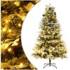 Belyst julgran med kottar grön 195 cm PVC&PE vidaXL 195 x 105 cm – miniatyr 1