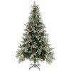 Belyst julgran med kottar grön&vit 195 cm PVC&PE vidaXL 195 x 105 cm – miniatyr 2