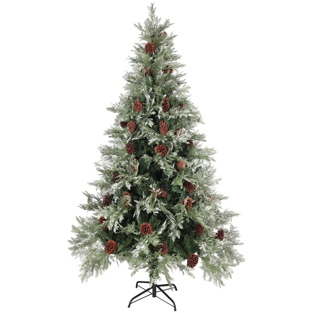 Belyst julgran med kottar grön&vit 195 cm PVC&PE vidaXL 195 x 105 cm – bild 2