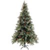 Belyst julgran med kottar grön&vit 195 cm PVC&PE vidaXL 195 x 105 cm – miniatyr 3