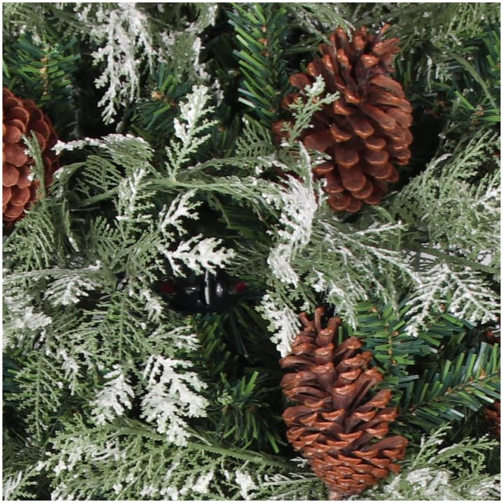 Belyst julgran med kottar grön&vit 195 cm PVC&PE vidaXL 195 x 105 cm – bild 5