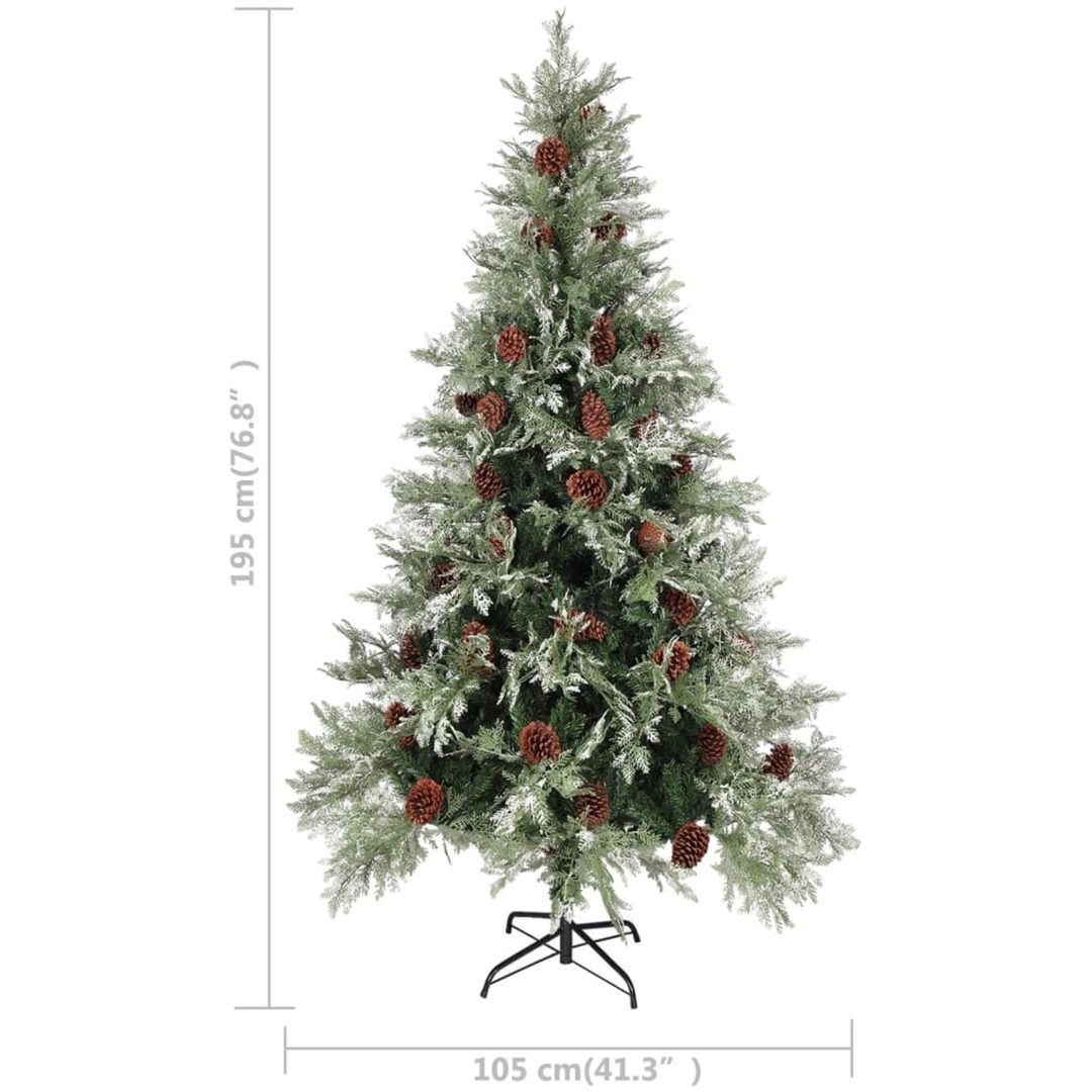 Belyst julgran med kottar grön&vit 195 cm PVC&PE vidaXL 195 x 105 cm – bild 8