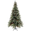 Belyst julgran med kottar grön&vit 225 cm PVC&PE vidaXL 225 x 120 cm – miniatyr 3