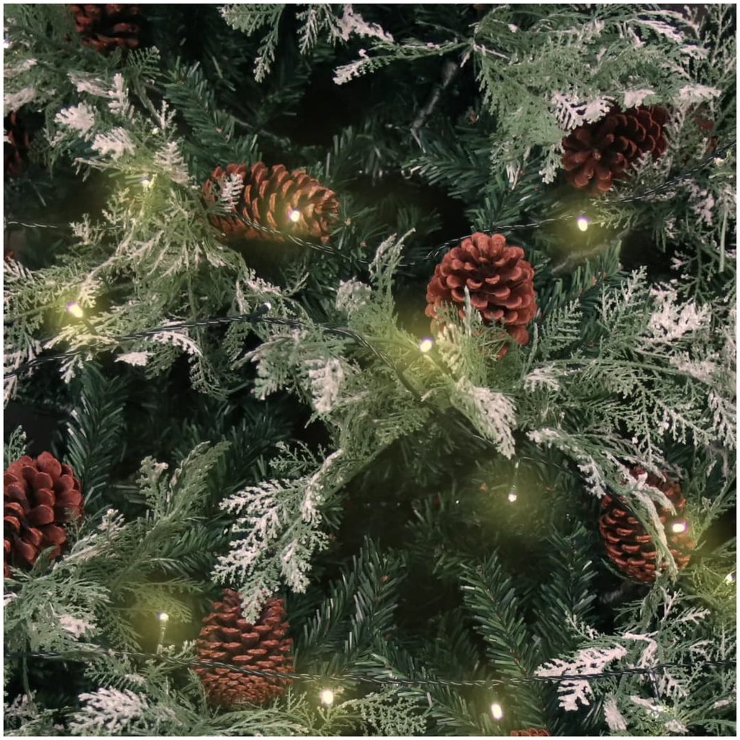 Belyst julgran med kottar grön&vit 225 cm PVC&PE vidaXL 225 x 120 cm – bild 4