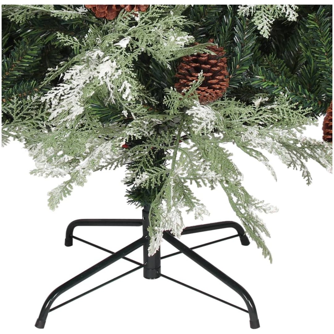 Belyst julgran med kottar grön&vit 225 cm PVC&PE vidaXL 225 x 120 cm – bild 6