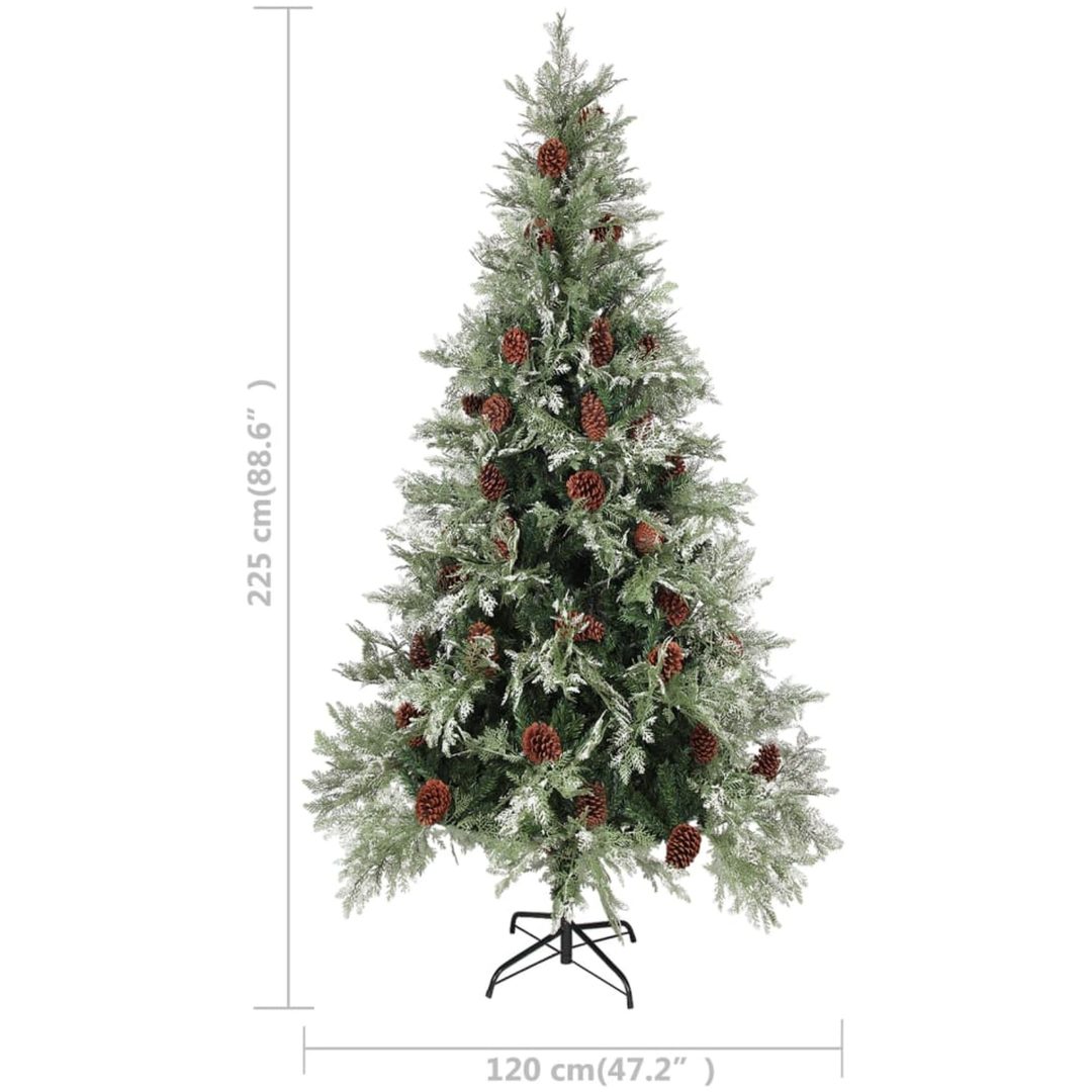 Belyst julgran med kottar grön&vit 225 cm PVC&PE vidaXL 225 x 120 cm – bild 8