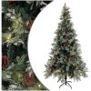 Belyst julgran med kottar grön&vit 225 cm PVC&PE vidaXL 225 x 120 cm – miniatyr 1