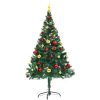 Belyst plastgran dekorerad med julkulor grön 150 cm vidaXL 150 x 80 cm – miniatyr 3