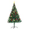 Belyst plastgran dekorerad med julkulor grön 150 cm vidaXL 150 x 80 cm – miniatyr 4