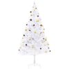 Belyst plastgran dekorerad med julkulor grön 210 cm vidaXL 210 x 110 cm – miniatyr 3
