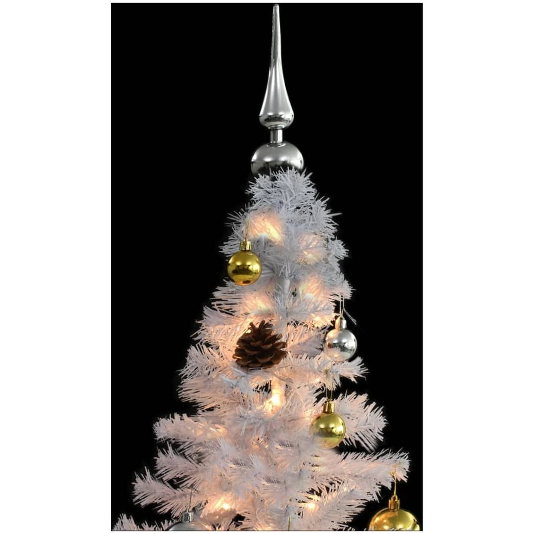 Belyst plastgran dekorerad med julkulor grön 210 cm vidaXL 210 x 110 cm – bild 6