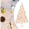 Belyst plastgran dekorerad med julkulor grön 210 cm vidaXL 210 x 110 cm – miniatyr 1