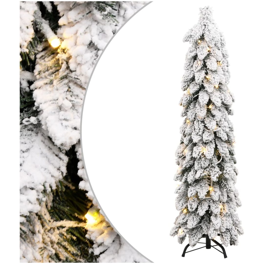 Belyst plastgran med 80 LEDs och snö vidaXL 150 cm
