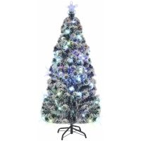 Belyst plastgran med fot 150 cm fiberoptik vidaXL