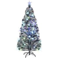 Belyst plastgran med fot 180 cm fiberoptik vidaXL