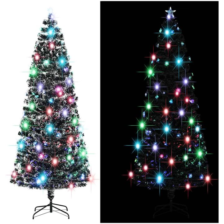 Belyst plastgran med fot 240 cm fiberoptik vidaXL 240 x 102 cm – bild 2